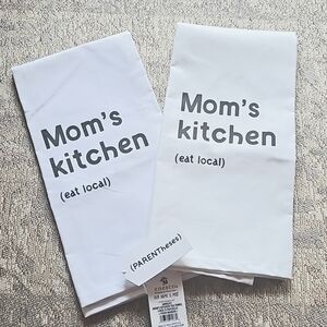 One "Mom's Kitchen (Eat Local)" Kitchen Towel, 100% Cotton, Black & White